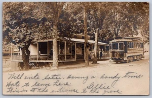 K40/ Asbury Grove Massachusetts RPPC  Postcard c1910 Trolley Cafe Depot 202 - Picture 1 of 2