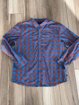 Oakley Flannel Print Shirt Button Up Plaid Longs Sleeve Blue Orange Men’s XL - Image 1 of 4