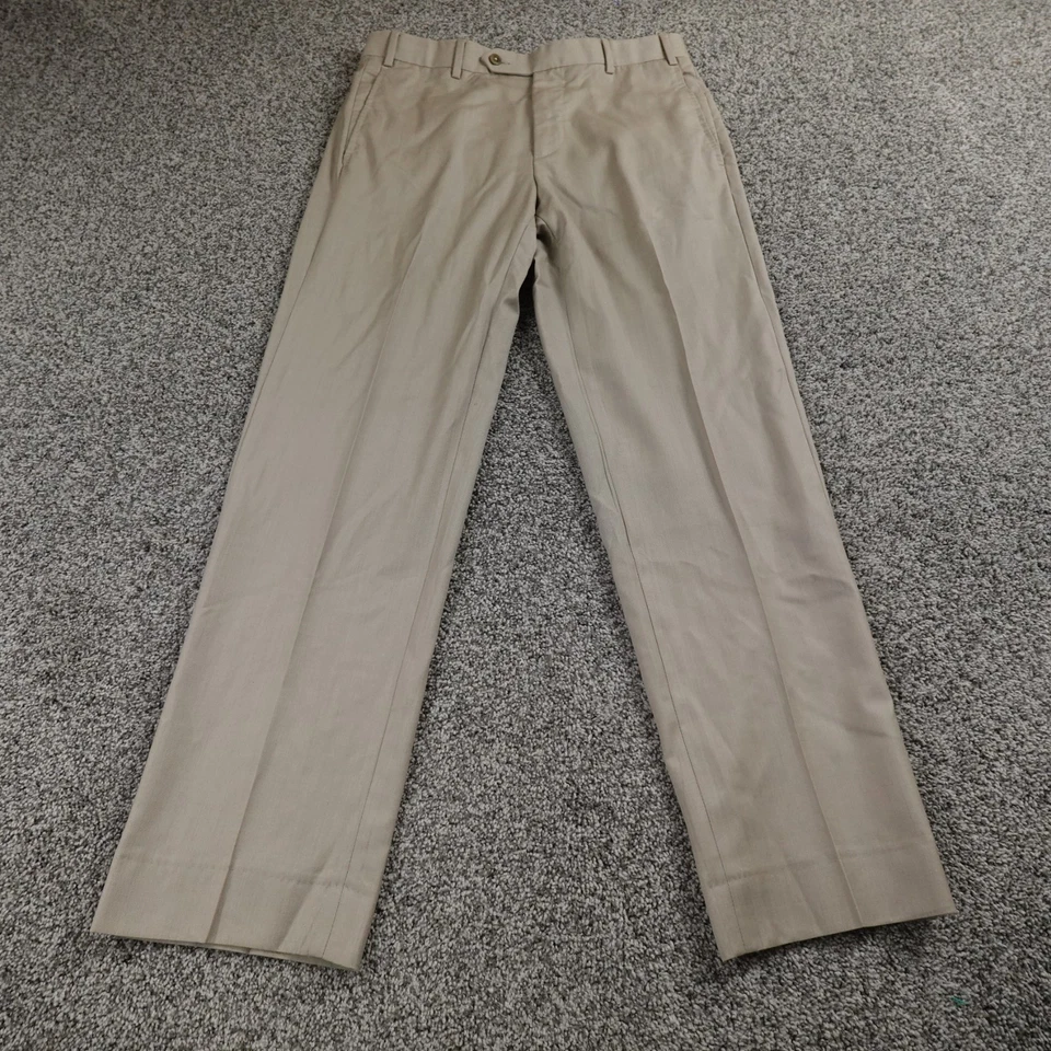 Zanella Pants Mens 32X31 Beige Wool Chino Trouser Dress Slacks Flat Front Italy - Image 1 of 4