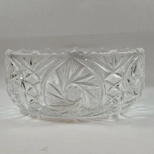 Brilliant Cut Wheel Pattern Centerpiece Bowl with Sawtooth Rim 8" FREE SHIPPING - Picture 1 of 13