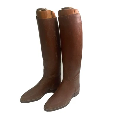 Botas de montar vintage Florsheim escaparate tienda exhibición con forma de árbol camilla años 30 Foto 1 de 4