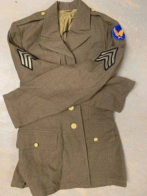 WWII US Army Air Force Class A Dress Jacket- Sergeant Patch  1941 Sz 36 Named - Image 1 of 4