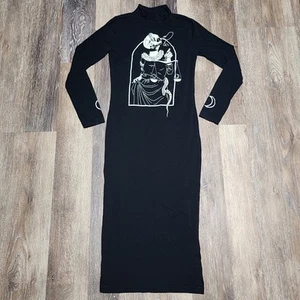 Mary Wyatt London Shirt Dress Midi Women Size Medium Black Alt Goth Metal Tattoo - Picture 1 of 13