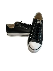 Converse Chuck Taylor All Star Shoes Sneakers Size 9 Black Leathers Platforms - Picture 1 of 11