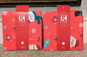 Juego de 2 Manteles Vinilo Papá Noel Navidad, Vacaciones, Lugares y Horarios, NUEVO - 60" - Imagen 1 de 5