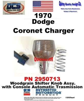 1970 Dodge Coronet Charger botão de câmbio de grão de madeira correto 2950713 novo MoPar EUA - Imagem 1 de 2