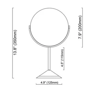 Hotel Black Brass 8" Free-Standing Swing Arm 2-Sided Magnifying Makeup Mirror | - Picture 1 of 6