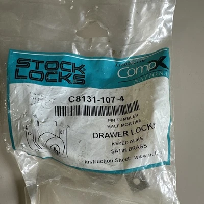 CompX National Cabinet Lock C8178-101-26D Drawer Locks w/ 2 Keys - Dull Chrome
