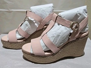 Cole Haan CLOUDFEEL All Day 75 Pink Leather Wedge SANDALS Size 7B W25173 - Picture 1 of 10