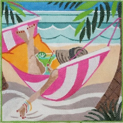 Needlepoint Handpainted PLD Designs It's Been a Long Day 6x6 - Image 1 of 4