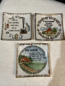 3 paredes decorativas cuadradas vintage exclusivas de Bradley de Japón de 4” que obtiene/años 50’s - Imagen 1 de 9