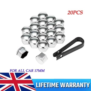 17MM 20PCS CHROME ALLOY CAR WHEEL NUT BOLT COVERS CAPS UNIVERSAL FOR ALL CAR UK - Picture 1 of 8