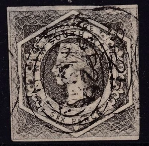 1854 - 1859 Series NSW New South Wales 6d Grey Imperf QV Diadem 3 Margins - Picture 1 of 2