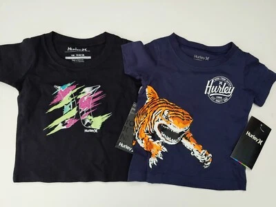 Nuevo Lote Camisetas Hurley Bebé Niño Talla 12 Meses Niño Pequeño Azul Negro Camiseta Gráfica Foto 1 de 3