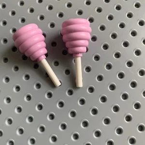 Lego 2 bright pink cotton Candy with white Bar  Beehive  Minifigure Food - Picture 1 of 4