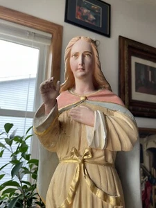 Antique Rare VERY OLD Winged Less Angel Statue Figurine 20.5” Tall Rare Find! - Picture 1 of 12