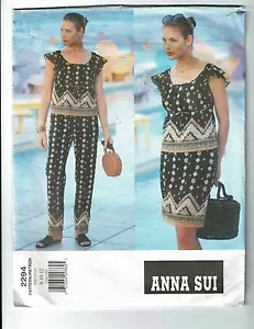 Vogue # 2294 Designer ANNA SUI Top-Gonna-Pantaloni Modello Tg 8-10 UC - Foto 1 di 2