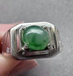 Anillo de plata de ley 925 jadeíta verde claro natural, tamaño: ajustado - Imagen 1 de 5