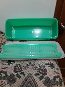 Vintage Tupperware 782-7 Green Bread Celery Keeper Container With Lid & STRAINER - Picture 1 of 4