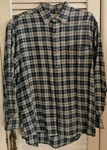 Vintage Pure Stuff Men Large Blue Plaid Shirt 100% Cotton, Flannel, Comfy - Picture 1 of 6