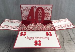 Handmade Wedding Anniversary 40th Ruby Card Husband Wife Mum Dad
