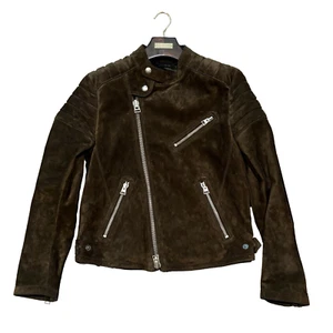 TOM FORD Calf Suede Leather Icon Biker Jacket Size 52 - Picture 1 of 14