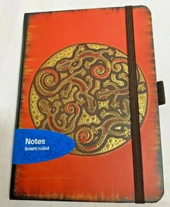 Ruled Hardcover NOTEBOOK, red, with Gecko Mandala, embossed design 12x17cm 144pg - Bild 1 von 3