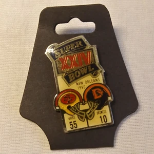 Antique Starline Super Bowl XXIV Pin 1990 Hat Lapel Jewelry 49er's Broncos NFL - Picture 1 of 3
