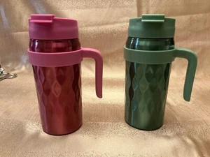 Set of 2 Primula - Hot or Cold Thermal Tumbler - 16 oz - Pink & Green - Picture 1 of 7