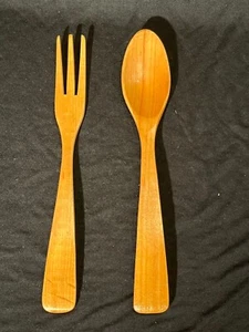 New 10" Wooden Spoon Fork Set from Hull Pottery Factory - Picture 1 of 2