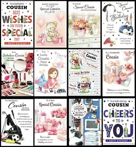 COUSIN QUALITY BIRTHDAY CARD choice of Designs for Male of Female - Picture 1 of 24