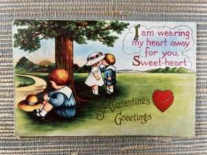 St Valentine's Greetings I Am Wearing My Heart Away For You Sweetheart Postcard - Picture 1 of 2