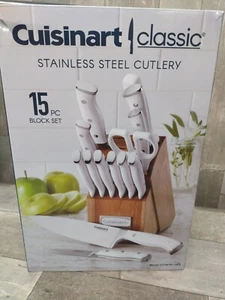 Cuisinart Classic 15-Piece Forged Triple Rivet Cutlery Knife Block Set White - Picture 1 of 6