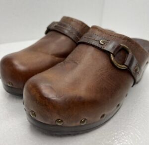 Clogs FRYE CLARA O’RING Distressed Wooden Size 7 Excellent Brown Wooden 70826