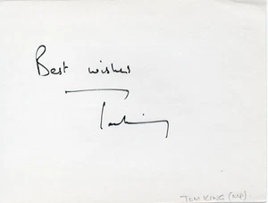 TOM KING MP - Signed Autograph Album Page - POLITICS - Picture 1 of 1