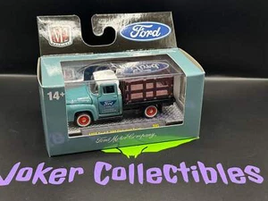 M2 Machines Auto-Thentics Blue Green 1956 Ford F-100 Stake Bed Truck R95 24-116 - Picture 1 of 2
