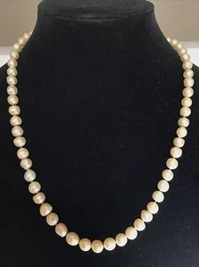 22" Strand Cultured Pearls Necklace 3.5-4.7MM  Safety Clasp Marked Silver - Picture 1 of 9