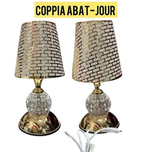 Coppia Lume moderno da comodino abat jour lampada da tavolo 2pz Oro - Foto 1 di 1
