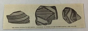 1883 magazine engraving ~ FRAGMENTS OF POTTERY OF THE ANCIENT PUEBLO - Picture 1 of 1