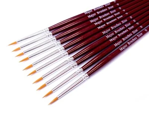 Major Brushes Orange Round Synthetic Sable Brushes - Sets of 10 - Picture 1 of 36