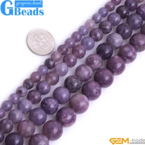 Cuentas redondas de piedras preciosas de lepidolita púrpura para hacer joyas envío gratuito 15" - Imagen 1 de 27