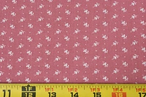 35" Long, White Calico on Dusty-Pink Quilt Cotton, P5280 - Picture 1 of 5