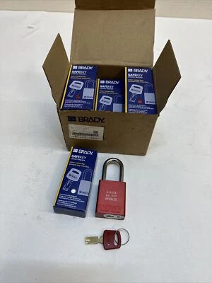 Brady ALU-Red-38ST-KA-ENG1-CH Lockout Padlock,Aluminum,Red, Qty 12 - Image 1 of 4