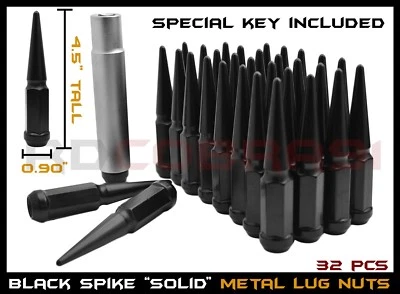 32pc Ford F-250 F-350 Black Spike Lug Nut Kit 9/16 + Socket Fits Years 1988-1997 - Image 1 of 4
