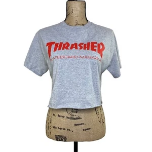Camiseta recortada Thrasher para mujer talla M revista de monopatín gris cortado - Imagen 1 de 7