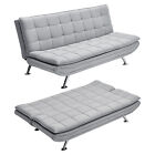 Double Sleeper Sofa Bed Linen Fabric Leather Couch Settee Recliner With Pillows