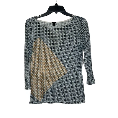 J. Camiseta Top Crew Mujer Talla Pequeña Azul Verde Blanco Naranja Patrón Geométrico Foto 1 de 4