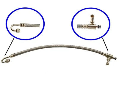 Dual Dynamics Crossfire Tire Equalizer System TPMS Stainless Steel 180° 16" Hose - Image 1 of 2