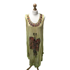 R.G. Womens Indian Dress Size XL 16-18 Lemon Tie Die Butterfly EU46 Vintage - Picture 1 of 11