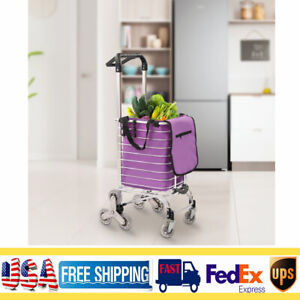 Folding Shopping Cart Grocery Trolley Laundry Stair Climbing Handcart 6/8 Wheels